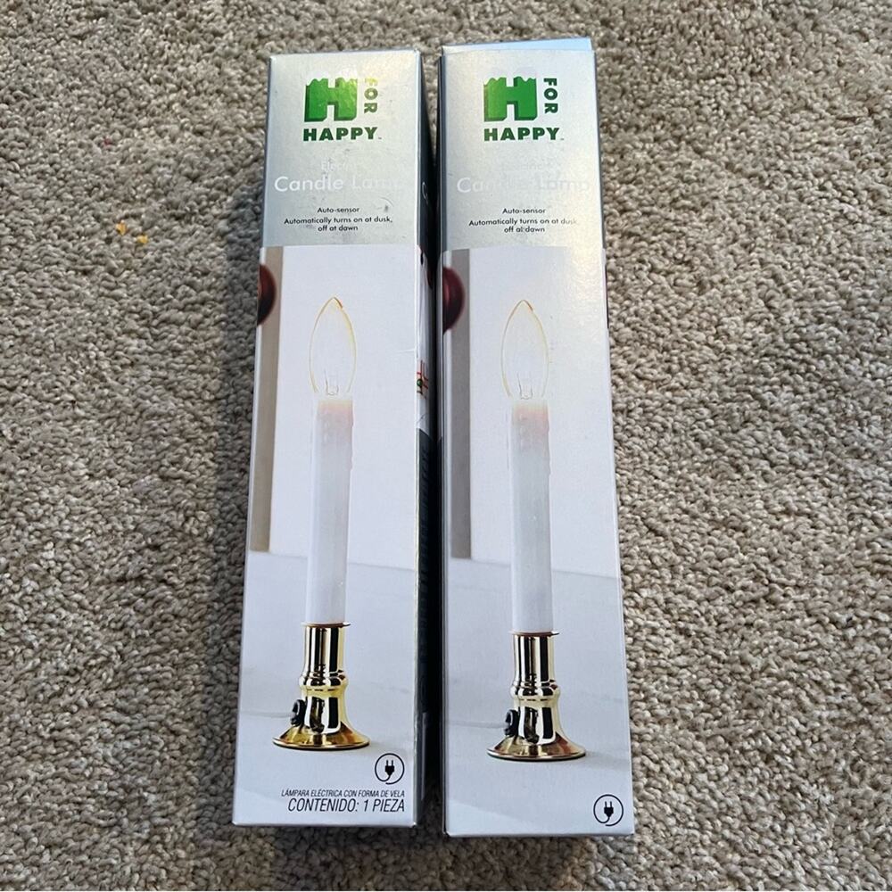 NEW H for Happy Electric Candle Lights - Set of 2